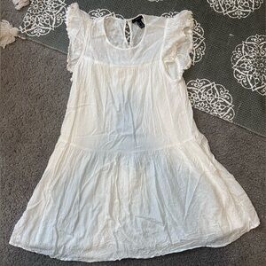 Elegant White Ruffle Sleeve Dress